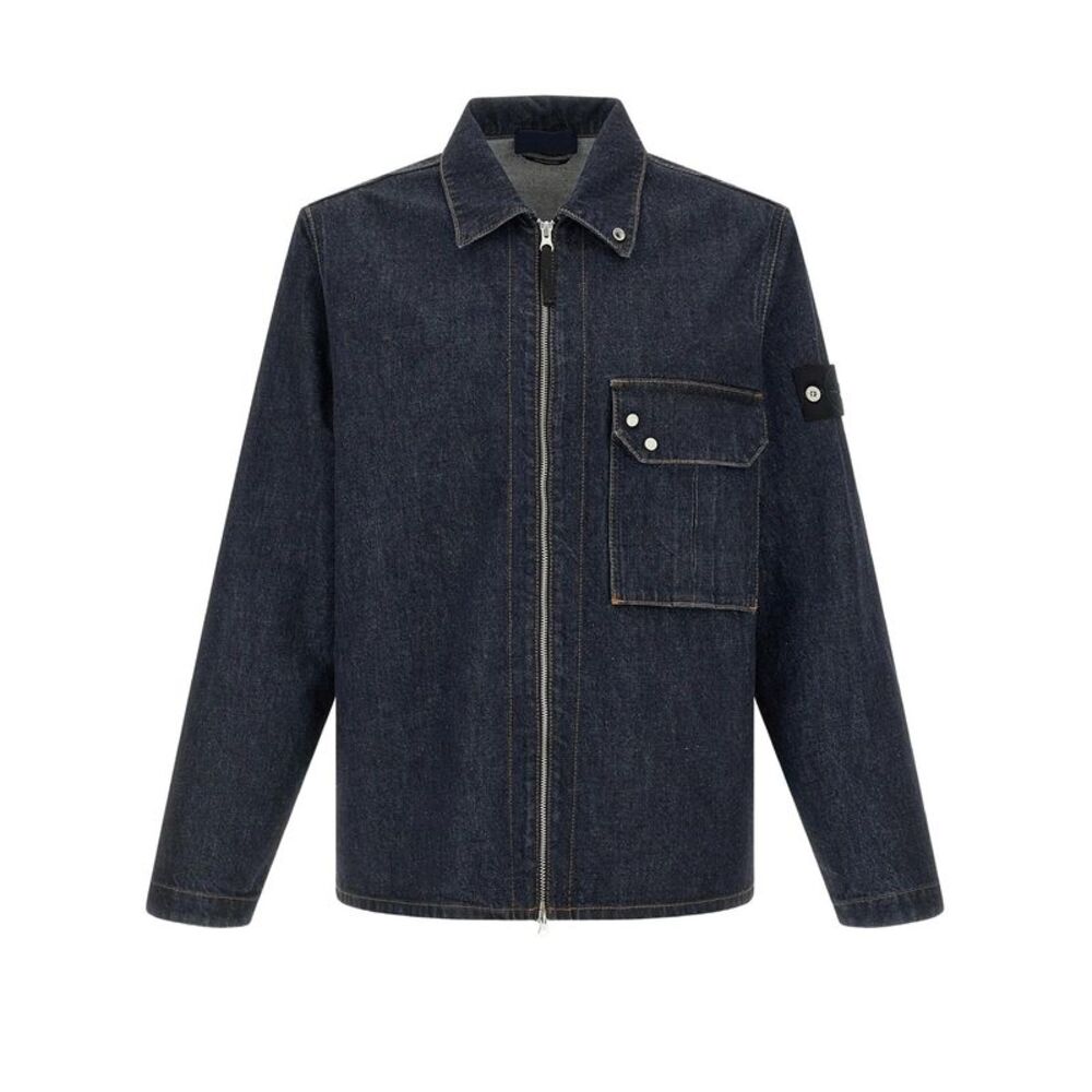 Stone Island Men Denim Collection: Overshirt Comfort Con Zip